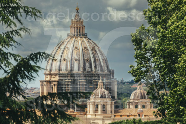 Dome Of St. Peter In The Vatican City In Rome In Italy. Renovati