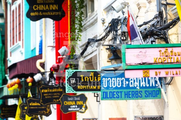 Business Signboards Along A Street In The Old Town Of Phuket In Angelo Cordeschi