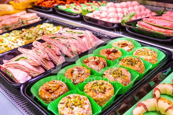 Butcher, Meat Department. Several Products Displayed In A Showca Angelo Cordeschi