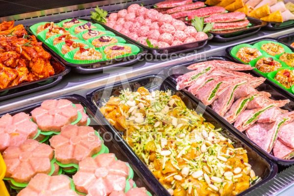 Butcher, Meat Department. Several Products Displayed In A Showca Angelo Cordeschi