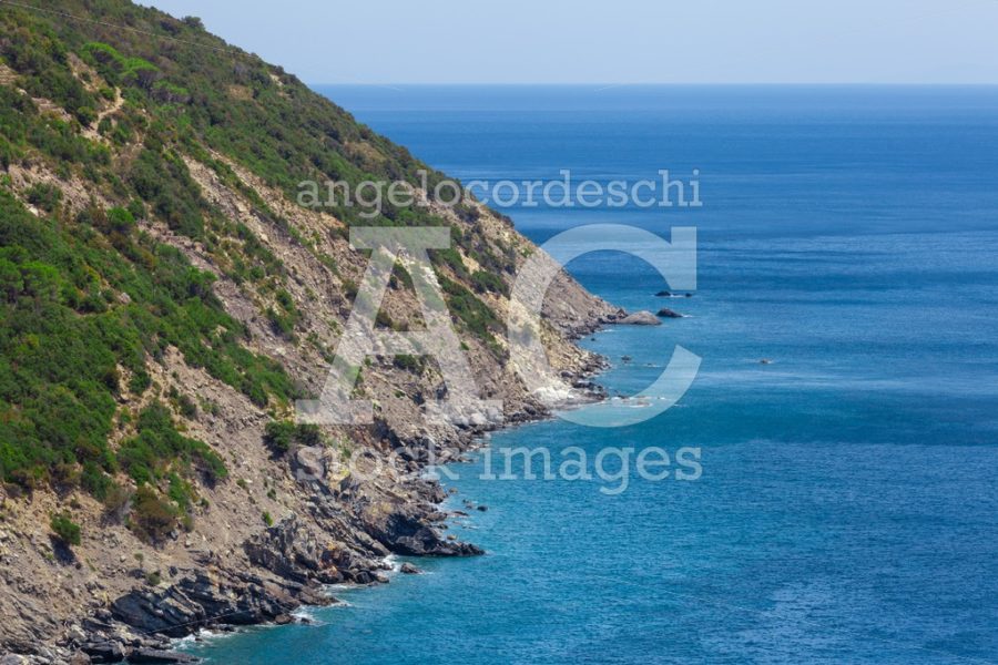 Coastline With Cliff Mountain And Seashore View. Pitched Rock Fa Angelo Cordeschi