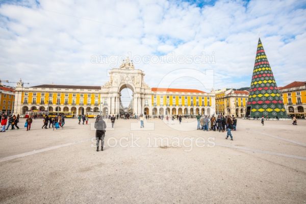 Commerce Square In Lisbon In Portugal. Rua Augusta Arch And Chri Angelo Cordeschi