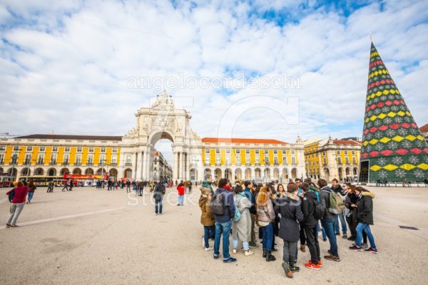 Commerce Square In Lisbon In Portugal. Rua Augusta Arch And Chri Angelo Cordeschi