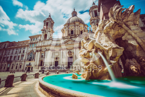 Fountain of rivers in Rome in Italy. Lankdmark in Italy - Angelo Cordeschi