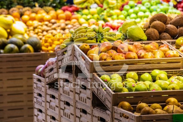 Fruit and vegetable department, fresh fruit crates freshly harve - Angelo Cordeschi