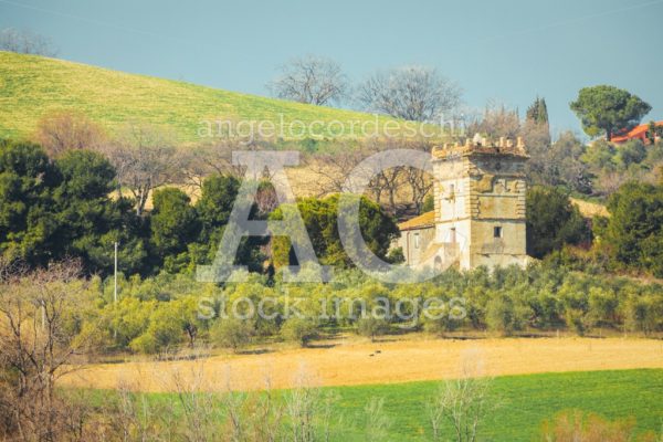 Hilly Landscape With The Remains Of An Ancient Historical Tower. Angelo Cordeschi