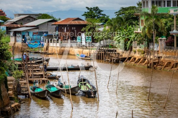 Inle Boat Station In Inle Nyaung Shwe Canal In Myanmar. A Series Angelo Cordeschi