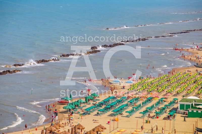 Montesilvano, Italy. July 27, 2018: Beach And Adriatic Coast Wit Angelo Cordeschi