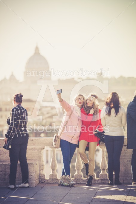 Rome, Italy. January 10, 2016: Tourists And People On The Pincio Angelo Cordeschi