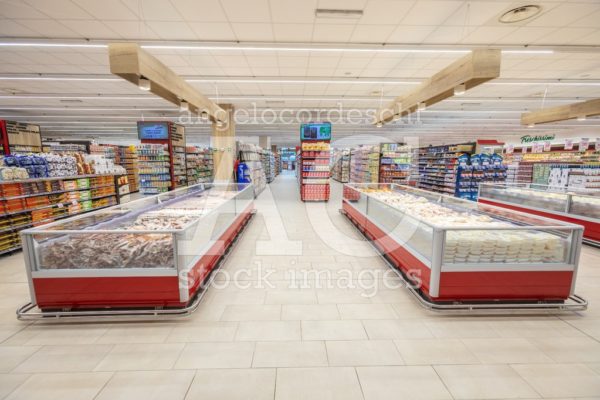 Shelves Of Products For Sale Inside A Supermarket Shopping Mall Angelo Cordeschi