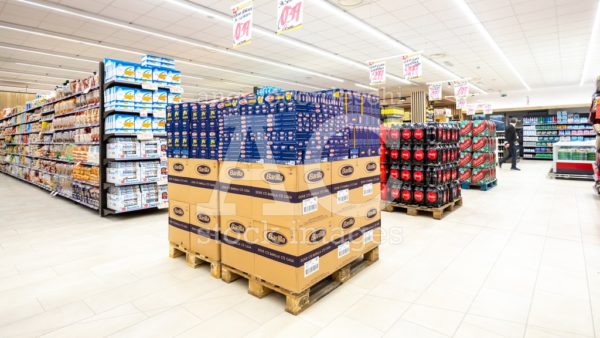 Shelves Of Products For Sale Inside A Supermarket Shopping Mall Angelo Cordeschi