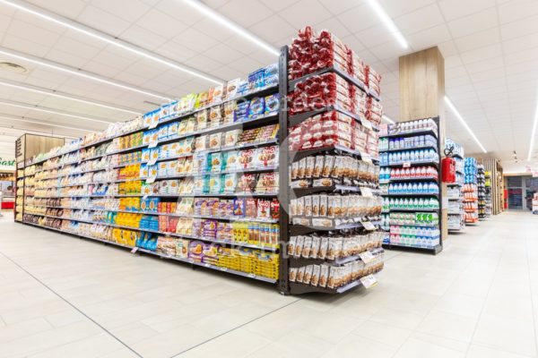 Shelves Of Products For Sale Inside A Supermarket Shopping Mall Angelo Cordeschi