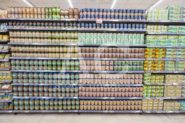 Shelves of products for sale inside a supermarket shopping mall - Angelo Cordeschi