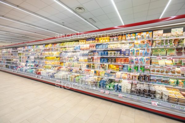 Shelves Of Products For Sale Inside A Supermarket Shopping Mall Angelo Cordeschi