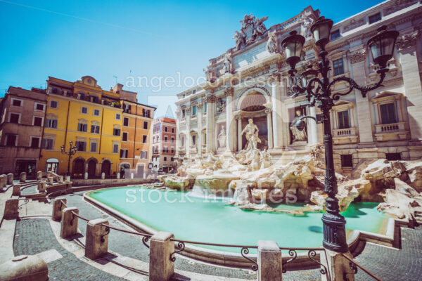 Trevi Fountain in Rome with nobody. Monument in Italy. - Angelo Cordeschi