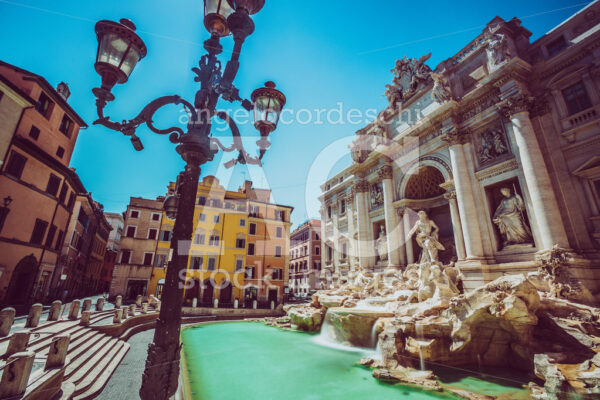 Trevi Fountain in Rome with nobody. Monument landmark. - Angelo Cordeschi