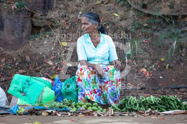 Woman street vendor selling vegetable on the road. Sri Lanka. - Angelo Cordeschi