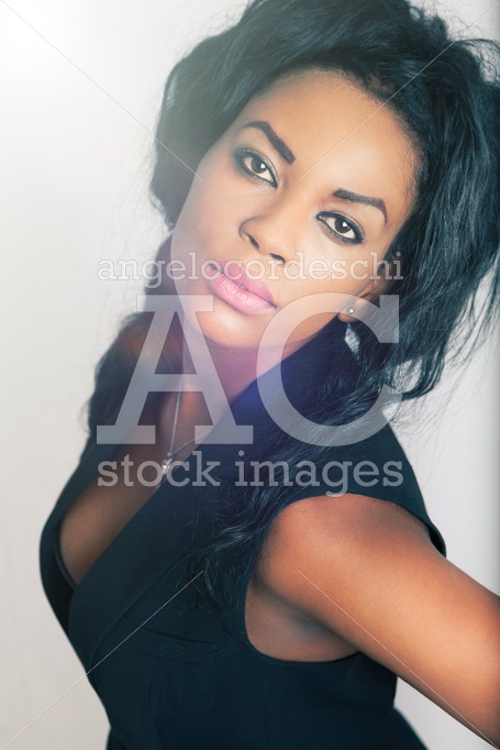 Young Black Woman, White Background. Beautiful Young African Ame Angelo Cordeschi